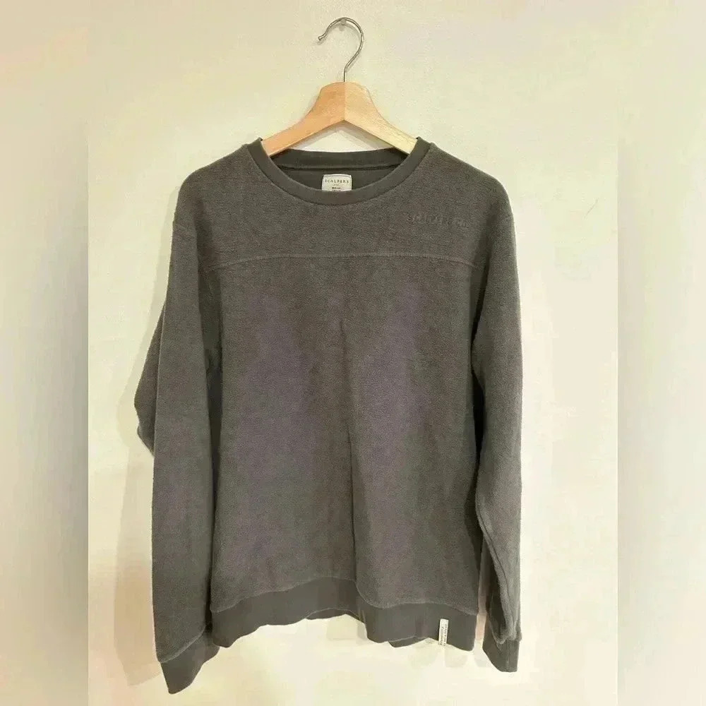 SCALPERS CO Crewneck olive green/gray sweatshirt XL/L jcrew club Monaco alo